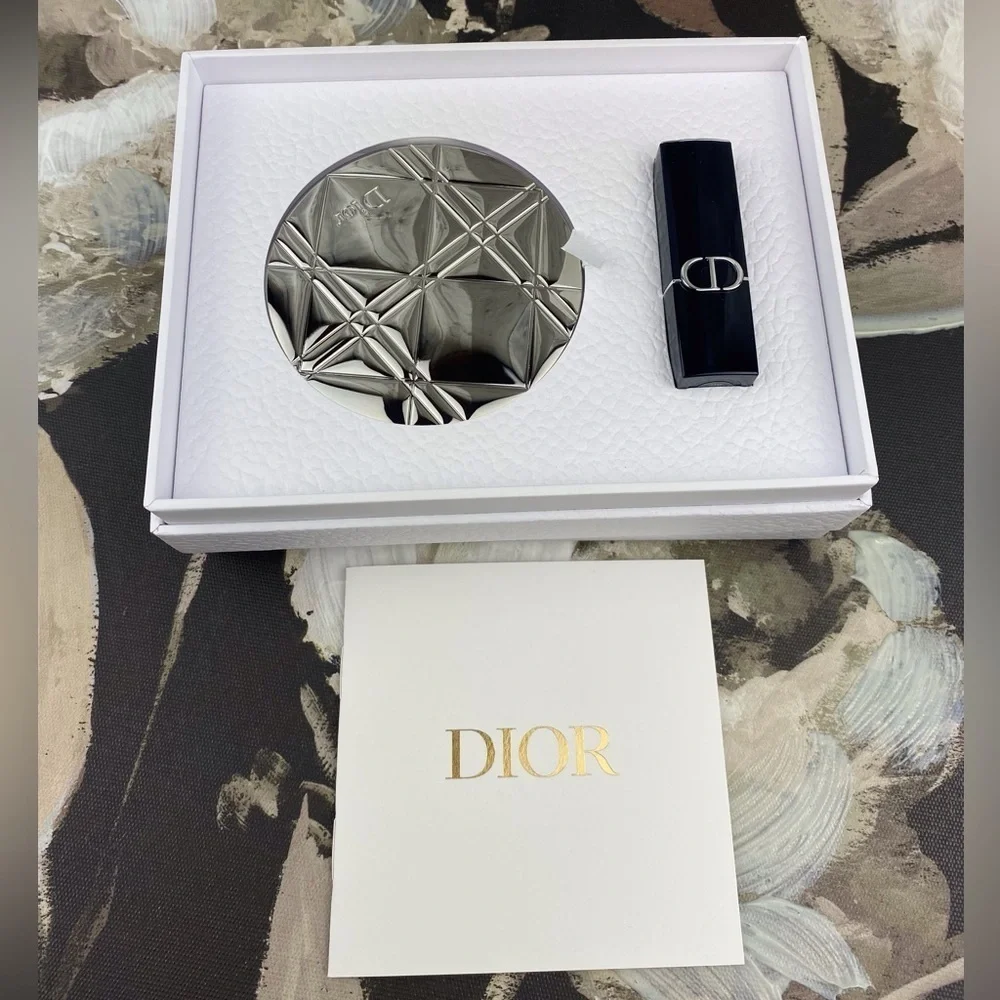 NWT Dior VIP Limited Edition Compact Mirror and Mimi Lipstick Set.